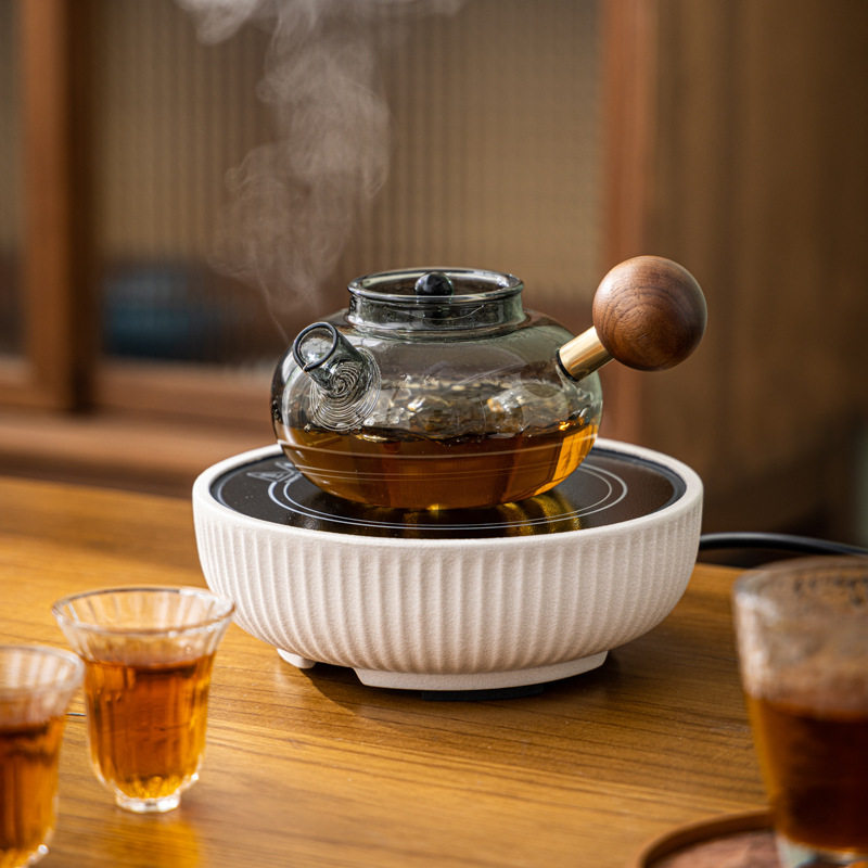 可明火干烧电陶炉星空高硼硅耐热玻璃侧把壶围炉煮茶过滤防烫壶