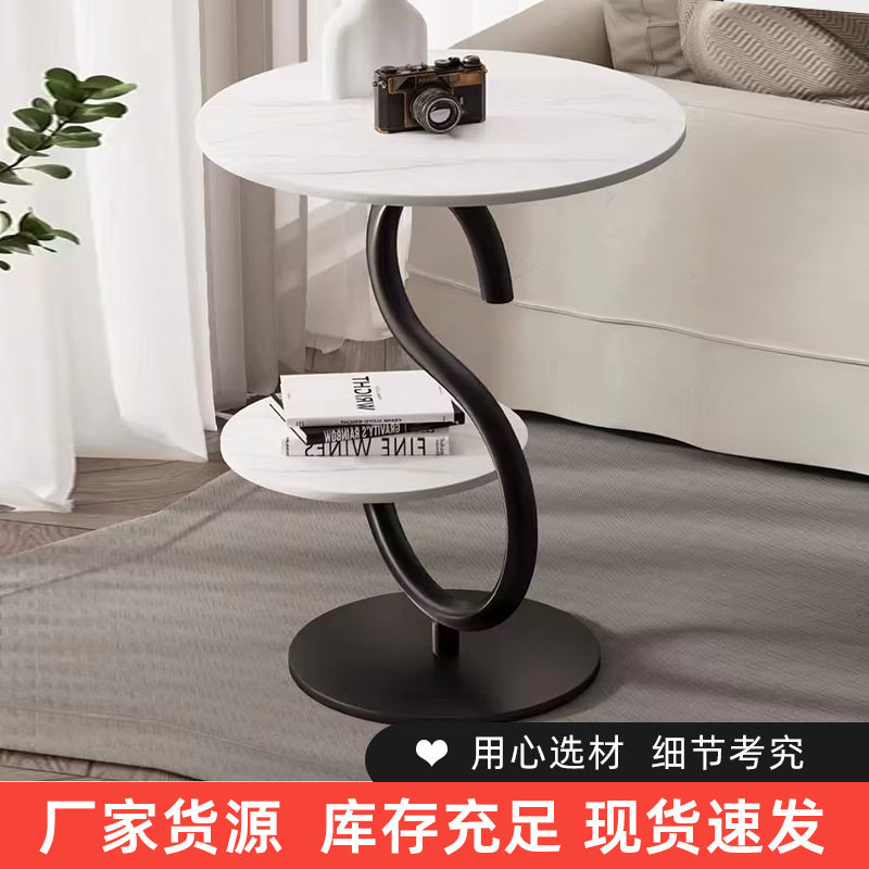欧式轻奢创意圆形边几床边桌