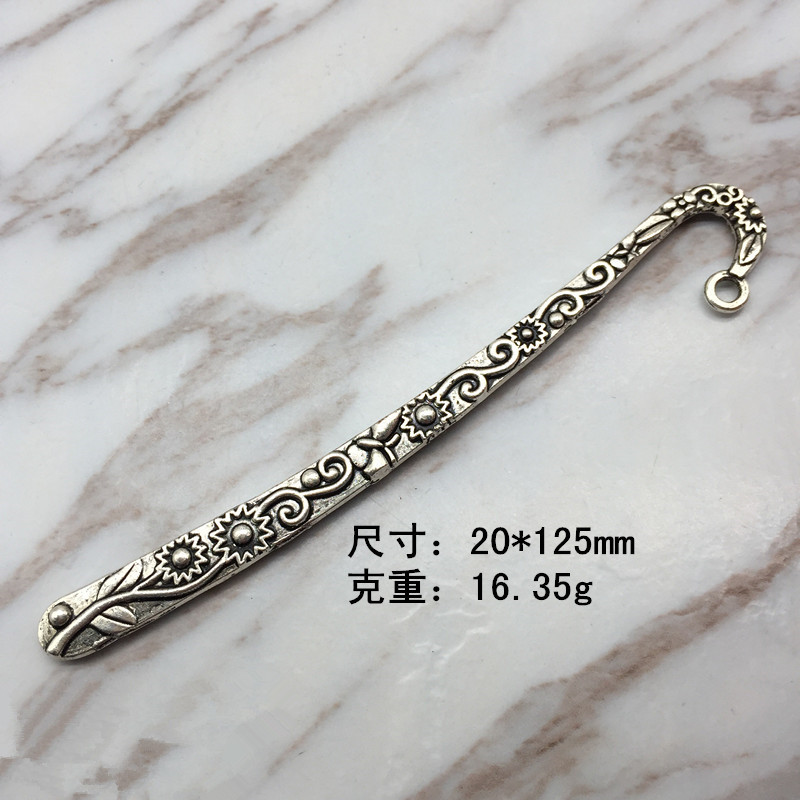 DIY手工制作古银色复古双面花纹书签发簪雕花书签饰品材料配件