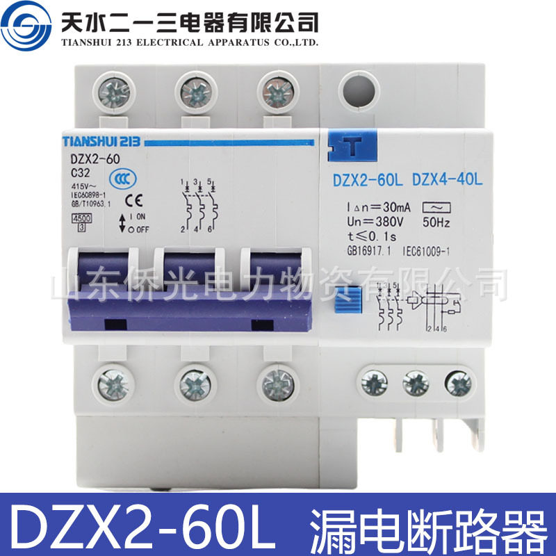 天水漏电保护器断路器DZX2L-60 DZX2-40L 60L 2P15A32A60A开关