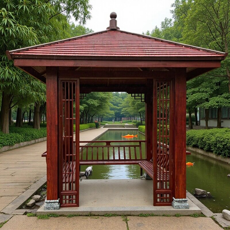实木四角凉亭户外庭院遮阳古建