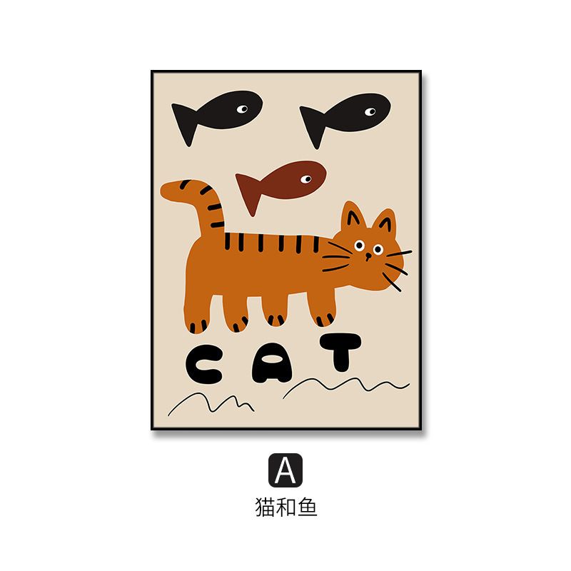 卧室床头装饰画卡通动物美拉德餐厅挂画多巴胺艺术客厅桌面摆画图片
