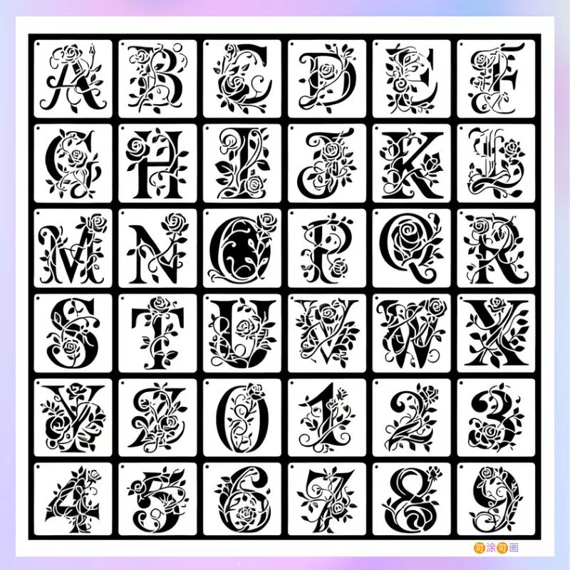 英文字母数字镂空模板塑料模板手工DIY装饰印花模板