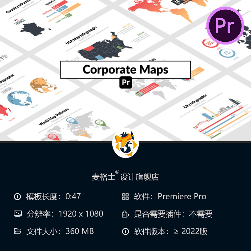 企业商务地图PR模板扁平化信息图表动画医疗生态数据可视化图表