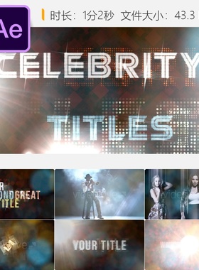 AE模板明星黄色闪耀光效4K视频片头合集装动画设计素材免费下载