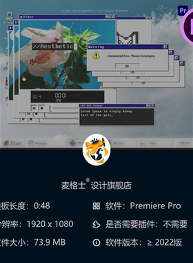 90年代复古Windows95电脑故障蓝屏CRT显示器怀旧风格PR视频模板