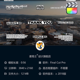 FCPX动态字幕条MG动画模板 短视频动画特效素材库 创意黑金风格