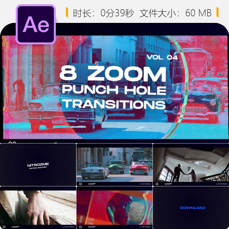 AE模板打孔缩放转场动画自媒体视频特效预设AE插件素材合集合集