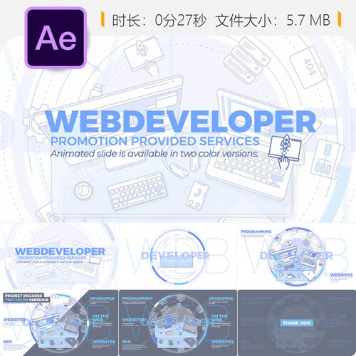 Web Developer Promo AE模板程序员编程代码开发信息图表动画