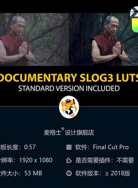 Slog3电影感调色LUT预设 FCPX专用纪录片色彩方案 达芬奇兼容