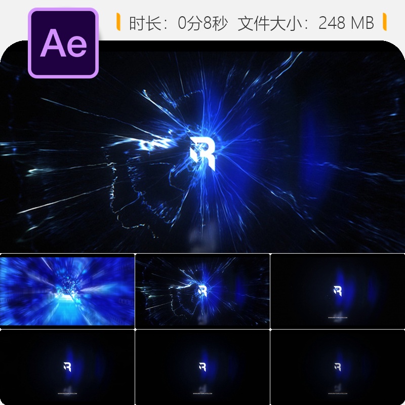 AE模板冲击波粒子科技LOGO动画片头特效Trapcode Form插件制作