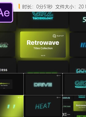 Retrowave Motion Titles Vol 03 AE模板科技感文字动画社交媒体