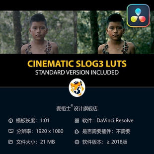 达芬奇专业电影级Slog3色彩分级LUT调色预设合集资源包