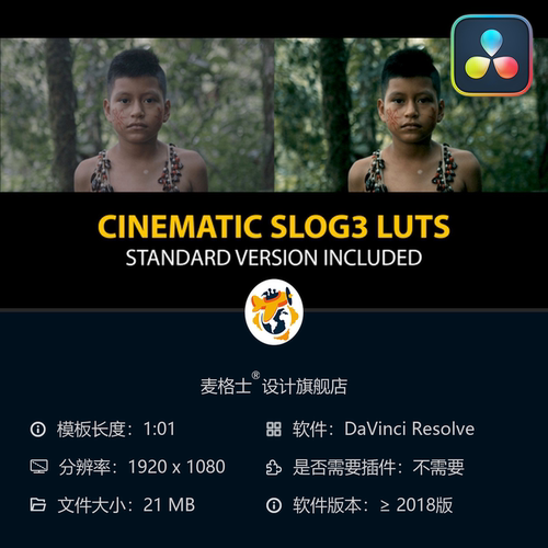 达芬奇专业电影感Slog3色彩分级LUT调色预设合集资源合集