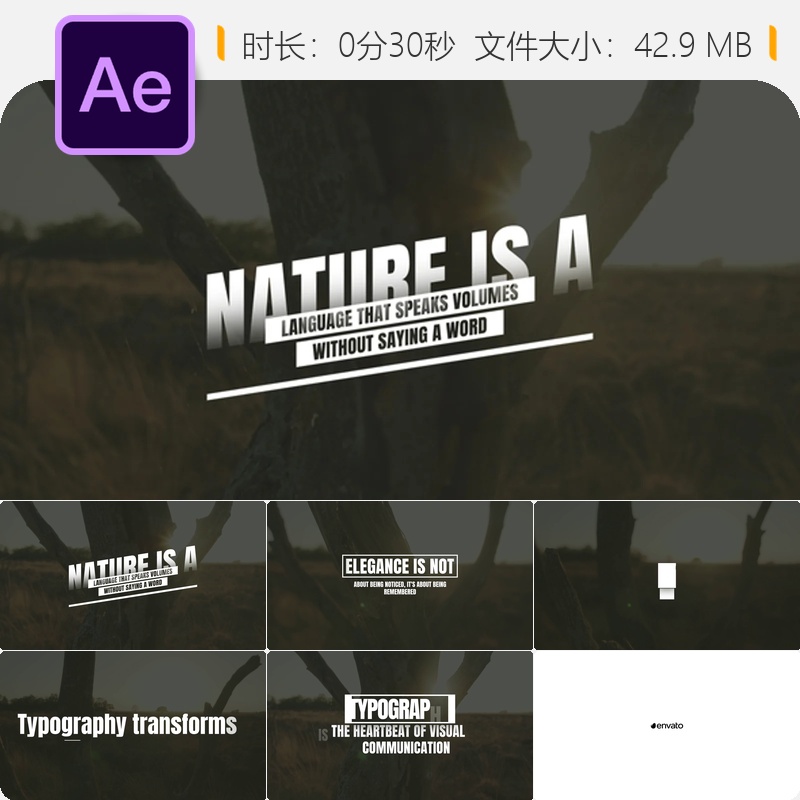 AE模板动态文字动画设计时尚创意图形排版视频片头特效制作AE
