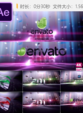 2018新年LOGO动画AE模板三维粒子光效片头开场光晕烟雾效果展示