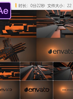 AE模板Plus Element 3D Logo 快闪橙色优雅开场动画4K效果展示