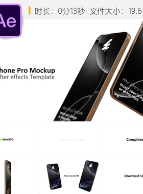 Phone Pro 3D设备样机AE模板4K动态UI展示无插件ProRes渲染版