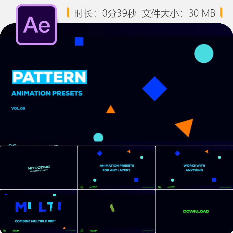 AE模板动画预设工具包物理运动图形文字特效3D信息图表工具扩展