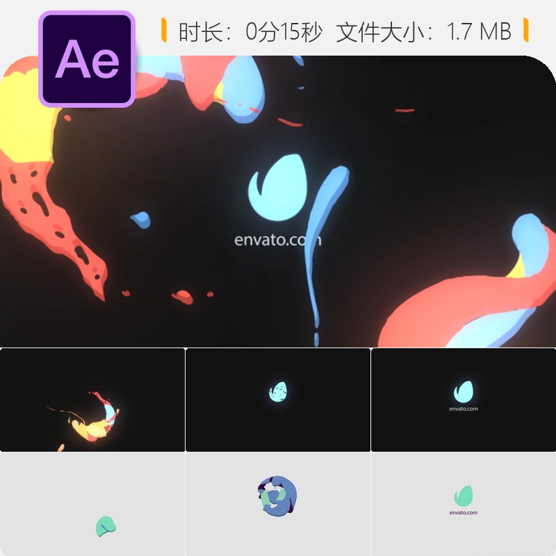 黑色液体LOGO动画AE模板片头开场特效4K高清动态标志展示效果