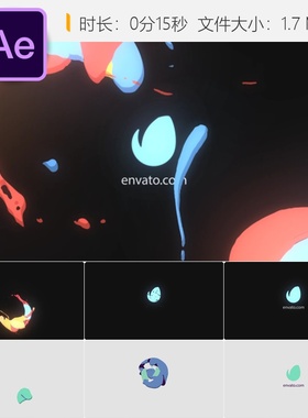 黑色液体LOGO动画AE模板片头开场特效4K高清动态标志展示效果