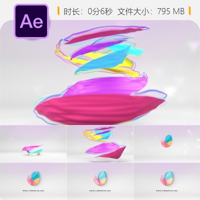 AE模板三维几何图形LOGO动画优雅光效粒子展示开场白简洁大气