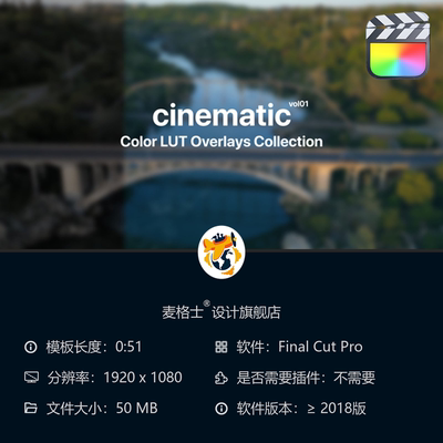 Final Cut Pro电影感调色预设合集 专业色彩校正工具与3D LUT合集