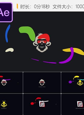 Swarm标志AE模板涂鸦色彩时尚创意优雅企业LOGO动画4K设计模板