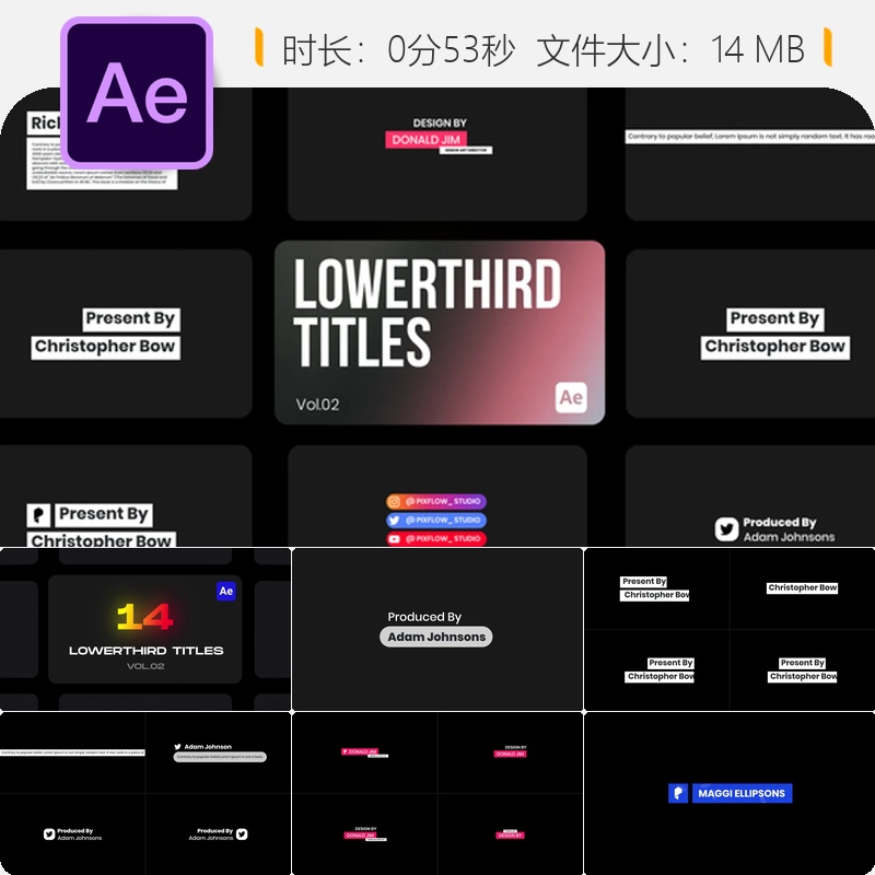 AE模板动态动画广播级下三分模板支持Premiere与After Effects