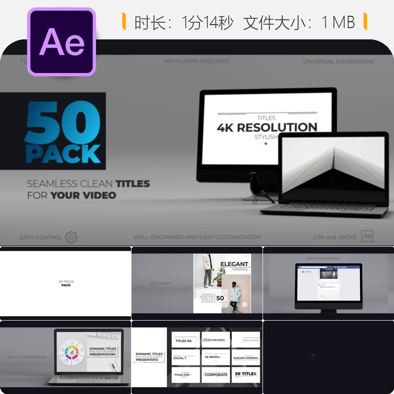 现代简约AE模板社交媒体动画企业演示信息图形设计企业宣传片