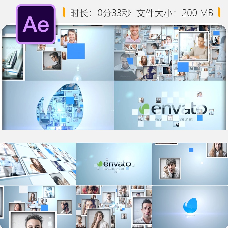 AE模板经典LOGO动画企业开场白多标志图像介绍视频片头AE制作