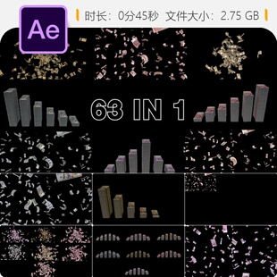 AE模板英镑美元欧元货币现金钞票背景元素动画Alpha通道透明素材