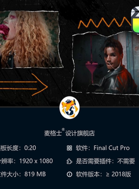 FCPX动态能量开场模板 橙色MG动画短视频酷炫音乐会片头设计风格