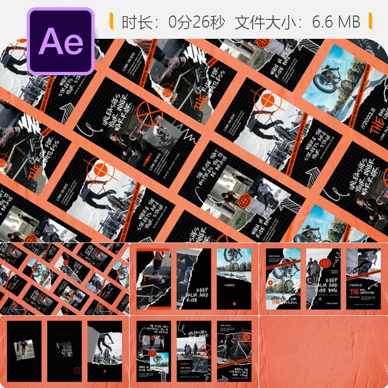 体育赛事集锦AE模板社交媒体品牌宣传动画视频制作4K设计片头