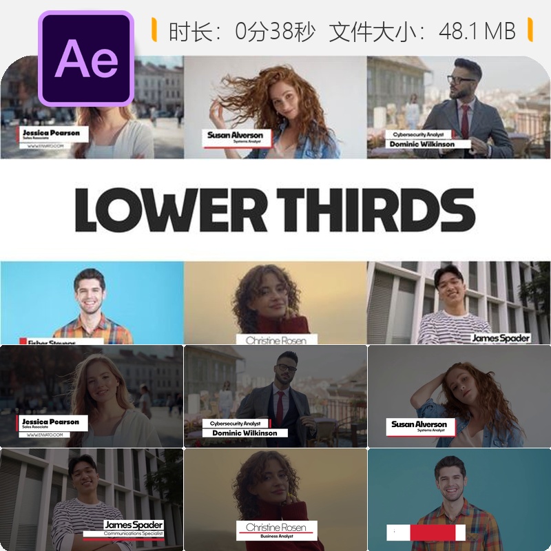 AE模板动态字体字幕动画抽象风格4K分辨率文字框设计创意模板