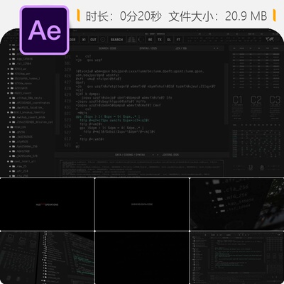 HUD Covert Operations Server 2 AE模板政府情报控制室界面动画