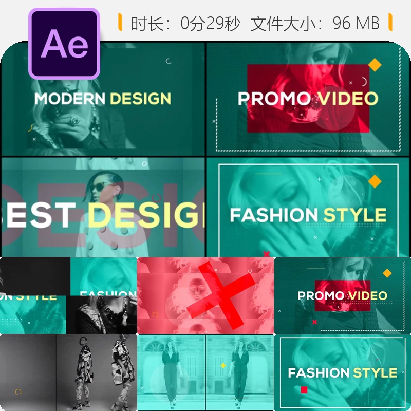 时尚动态开场AE模板现代简约风格4K视频展示动画效果时尚频道