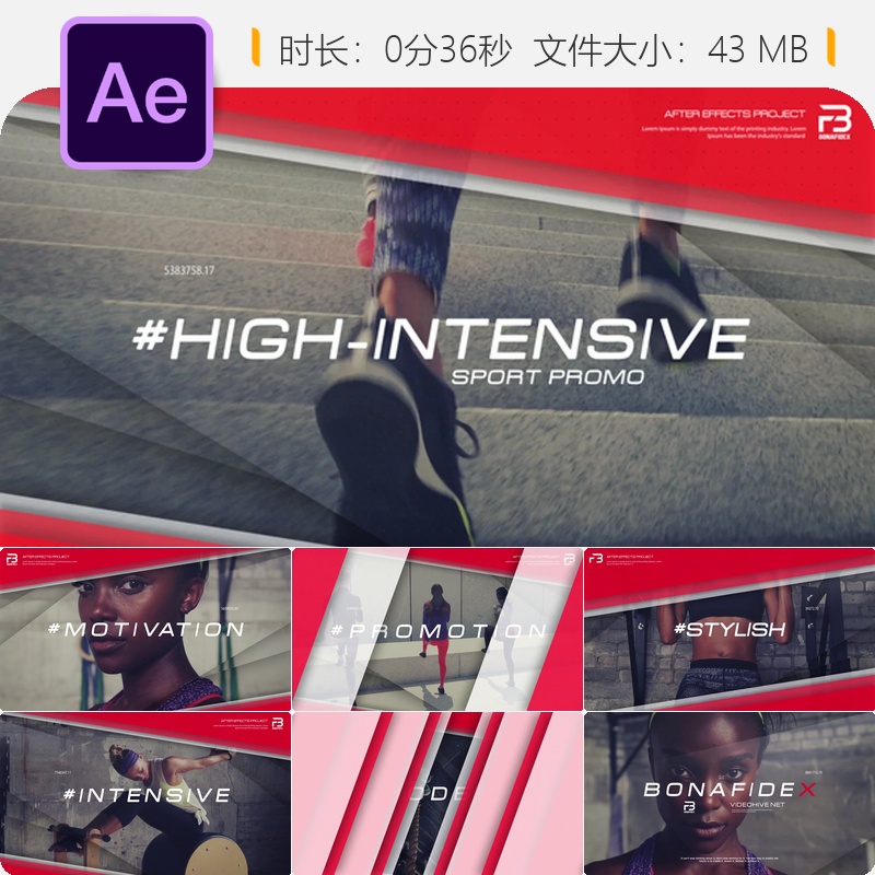 极限运动AE模板动态开场4K肾上腺素爆发动作片头能量十足特效