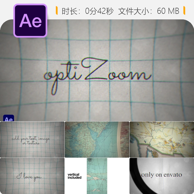 OptiZoom AE模板4K分辨率LOGO动画光学镜头企业宣传视频开场片