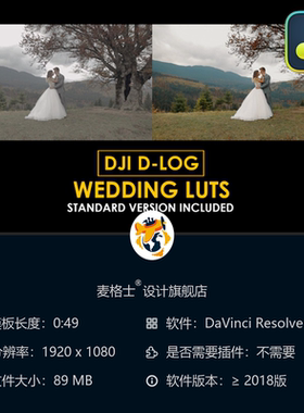 大疆DLog婚礼电影调色LUT合集 航拍专用达芬奇色彩预设