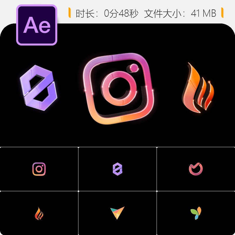 AE模板企业LOGO动画暗黑创意商业设计影视片头4K高清动态效果
