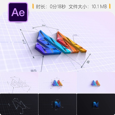 AE模板蓝图LOGO动画3D建模建筑设计施工构造师工程制图CAD制作
