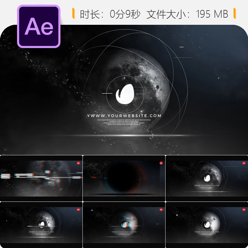 AE模板3D翻转LOGO动画片头开场标志演绎扁平简约风格4K视频制作