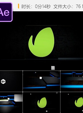 黑色立方体科技感LOGO动画AE模板4K科幻数字元素3D开场特效片