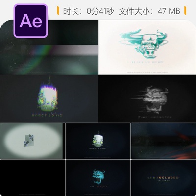 Aphex故障AE模板科技未来感彩色失真LOGO动画4K视频游戏科幻电影