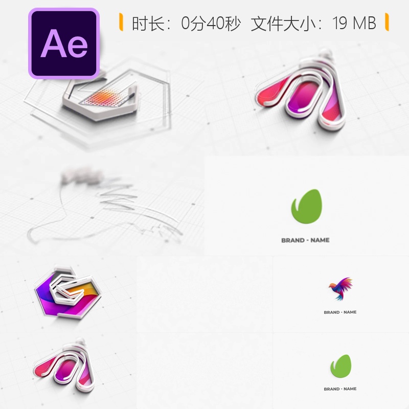 AE模板明亮企业LOGO动画粒子光效开场白影视级4K片头设计模板