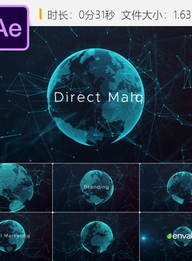 Plexus地球网络科技感开场AE模板科幻数字世界企业宣传片头设计