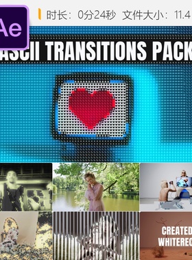ASCII数字艺术AE模板赛博朋克二进制代码动画数字过渡特效素材