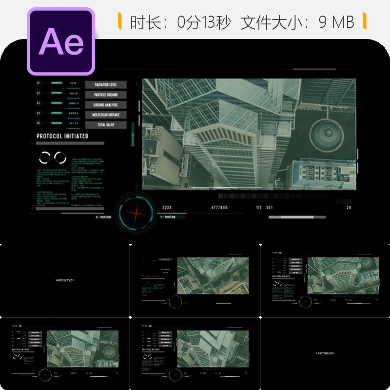 HUD视频平台AE模板科幻数字界面元素数据信息图形动画设计资源包