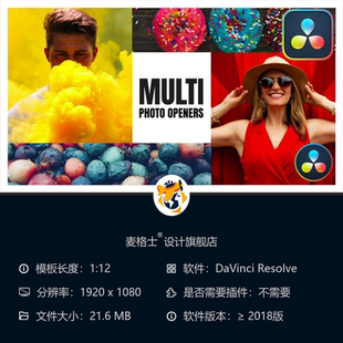 创意企业品牌多图LOGO动画展示动态相册模板达芬奇版